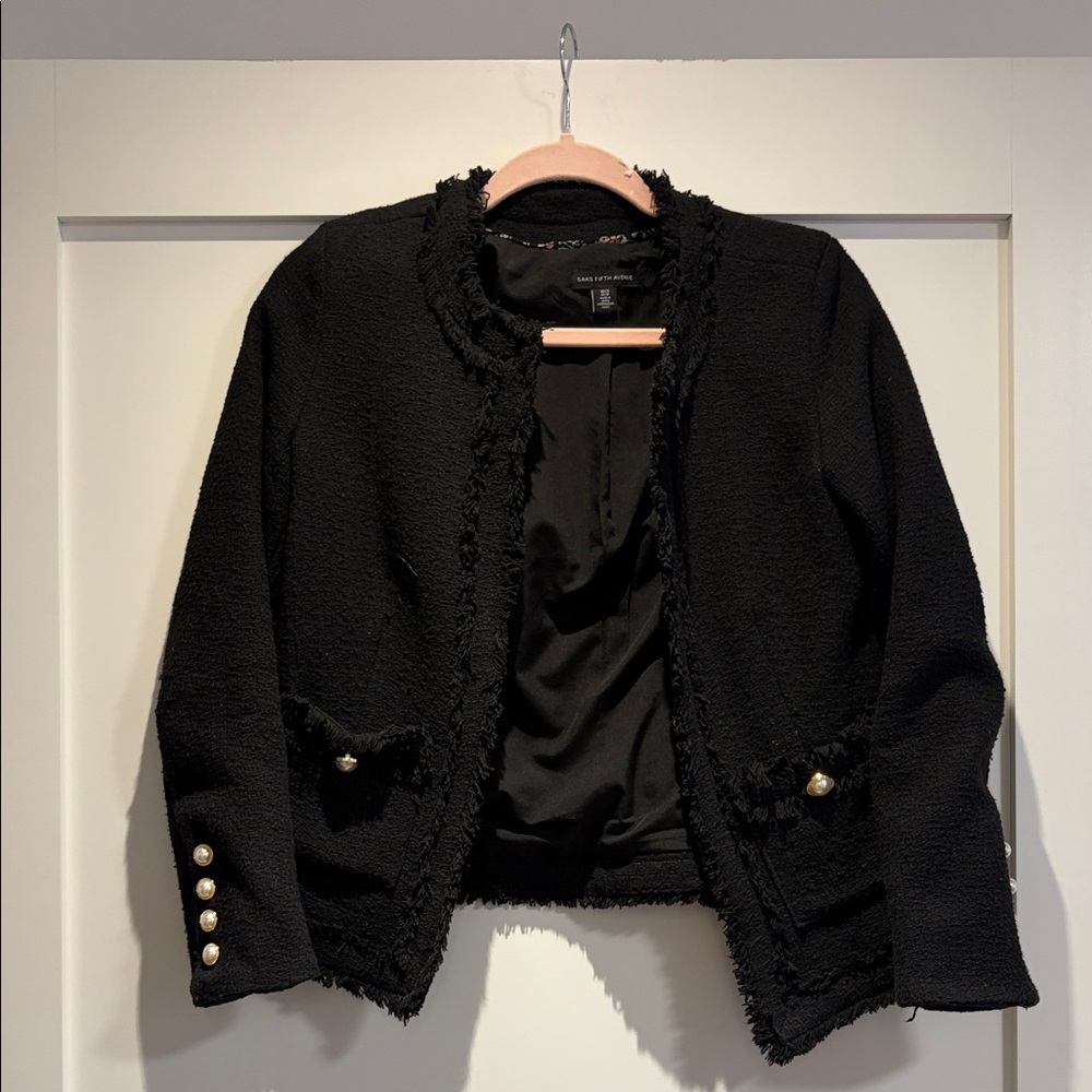 Saks Fifth Avenue Black Blazer with Gold Accents